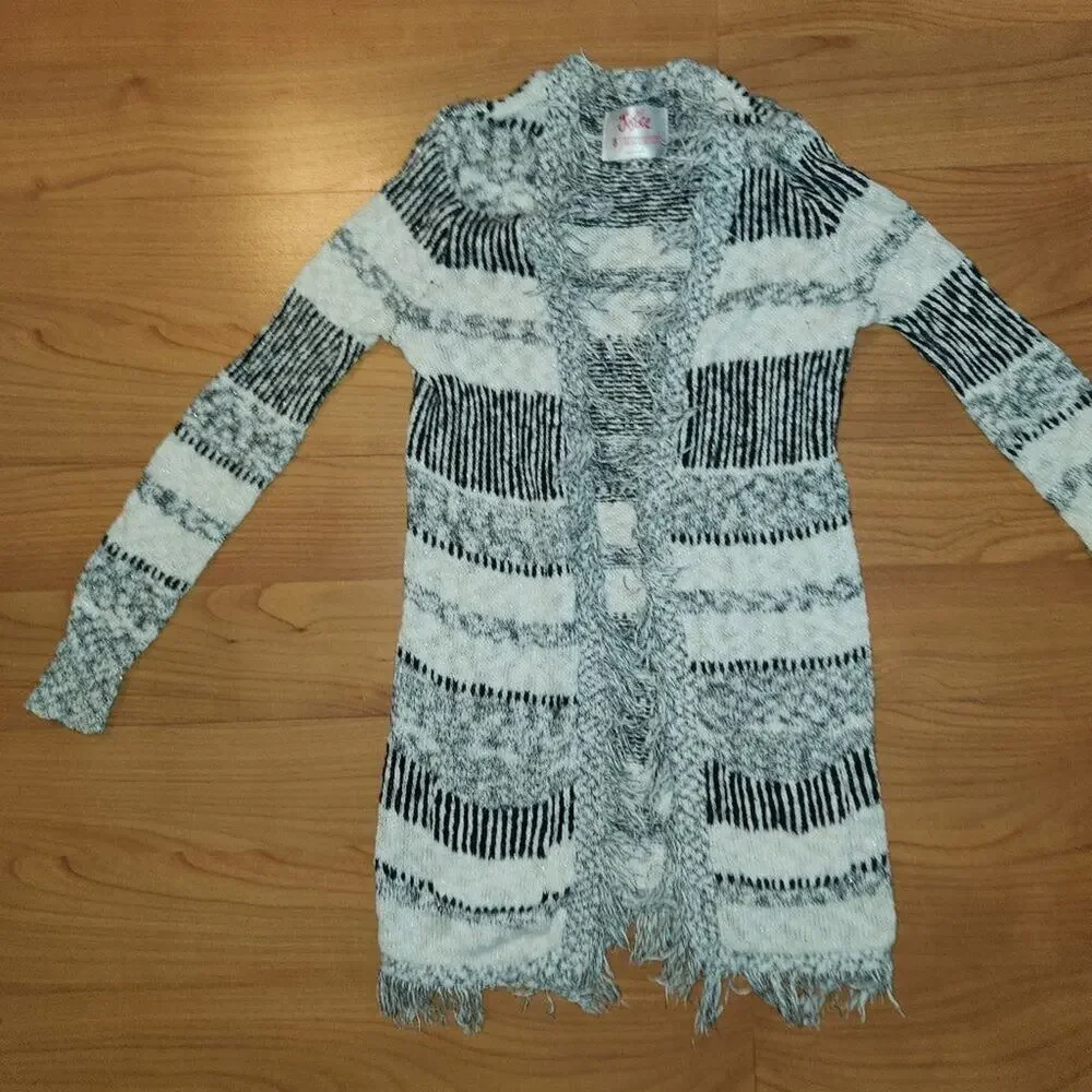 Justice Striped Shaggy Cardigan || sz 8 || EUC